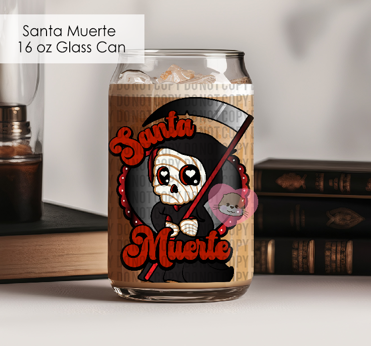 Santa Muerte 16 oz Glass Can